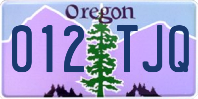 OR license plate 012TJQ