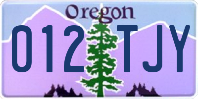 OR license plate 012TJY
