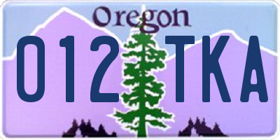 OR license plate 012TKA