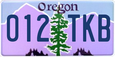 OR license plate 012TKB