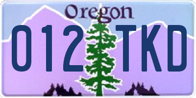 OR license plate 012TKD