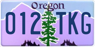 OR license plate 012TKG