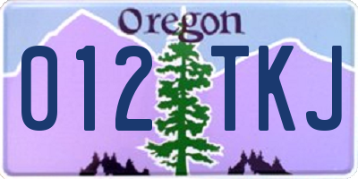 OR license plate 012TKJ