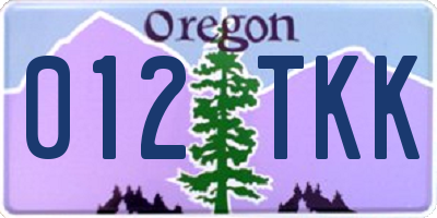 OR license plate 012TKK