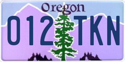 OR license plate 012TKN