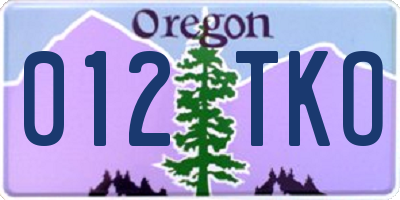 OR license plate 012TKO