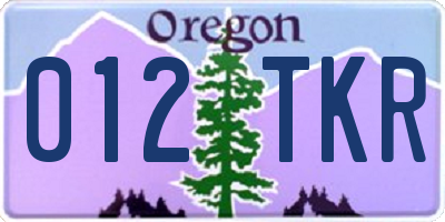 OR license plate 012TKR