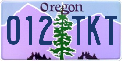 OR license plate 012TKT