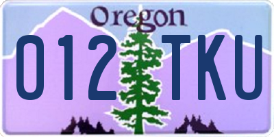 OR license plate 012TKU