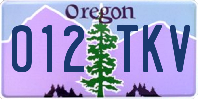 OR license plate 012TKV
