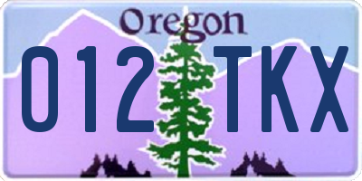 OR license plate 012TKX
