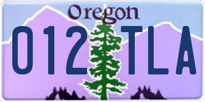 OR license plate 012TLA