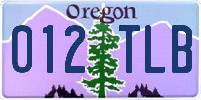 OR license plate 012TLB