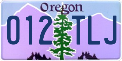 OR license plate 012TLJ