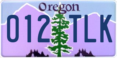 OR license plate 012TLK