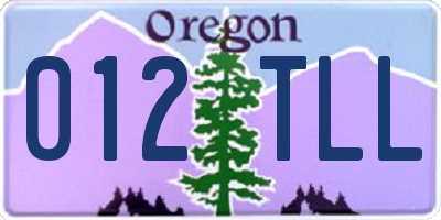 OR license plate 012TLL