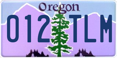 OR license plate 012TLM