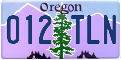 OR license plate 012TLN