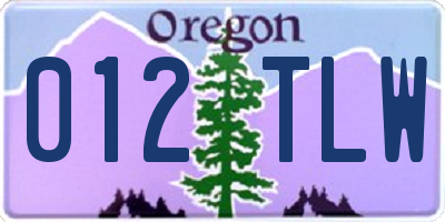 OR license plate 012TLW