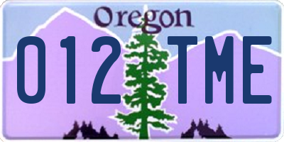 OR license plate 012TME