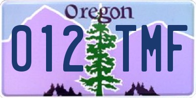 OR license plate 012TMF