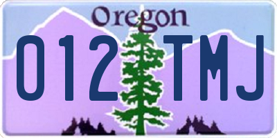 OR license plate 012TMJ