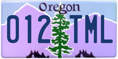 OR license plate 012TML