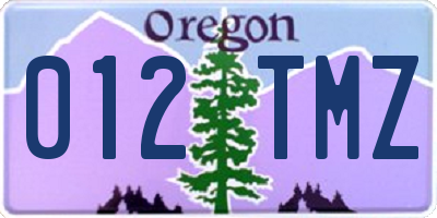 OR license plate 012TMZ