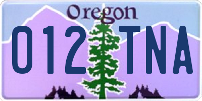 OR license plate 012TNA