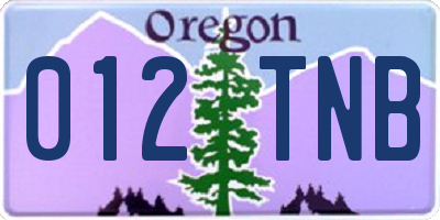 OR license plate 012TNB