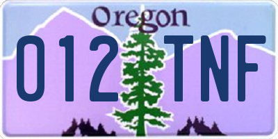 OR license plate 012TNF