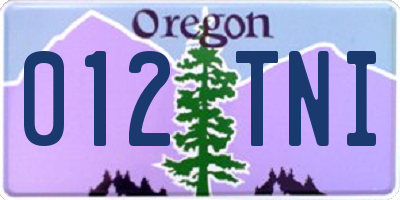 OR license plate 012TNI