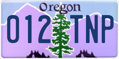 OR license plate 012TNP