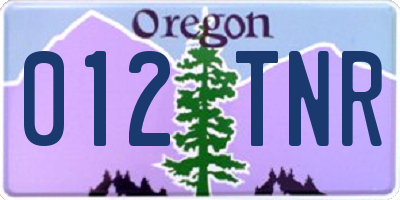 OR license plate 012TNR