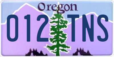 OR license plate 012TNS