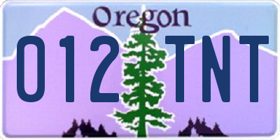 OR license plate 012TNT
