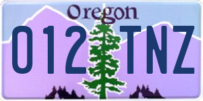 OR license plate 012TNZ