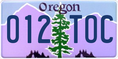 OR license plate 012TOC