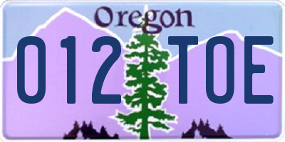 OR license plate 012TOE