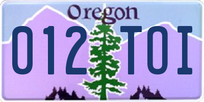 OR license plate 012TOI