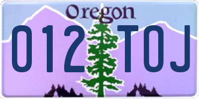 OR license plate 012TOJ