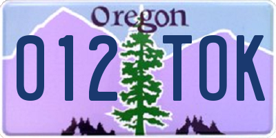 OR license plate 012TOK