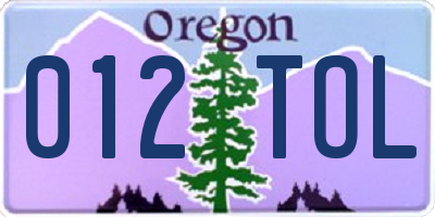 OR license plate 012TOL