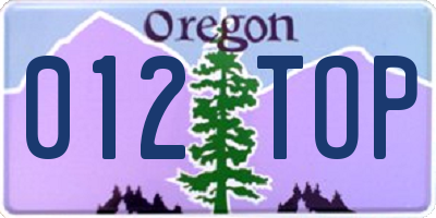 OR license plate 012TOP