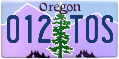 OR license plate 012TOS