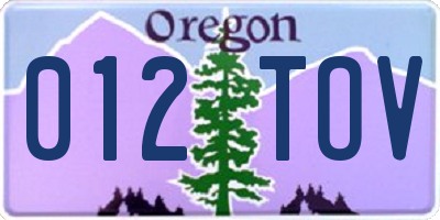 OR license plate 012TOV