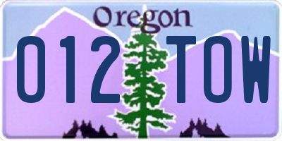 OR license plate 012TOW