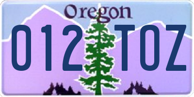 OR license plate 012TOZ