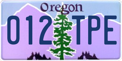 OR license plate 012TPE