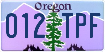 OR license plate 012TPF
